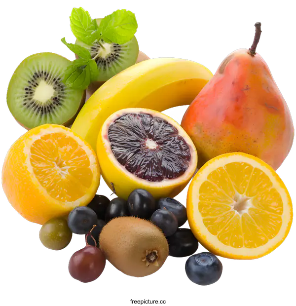 [Transparent Background PNG]Fresh Mixed Fruits and Vegetables on a White Background