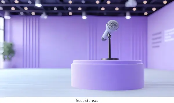 Modern Purple Conference Room with Microphone