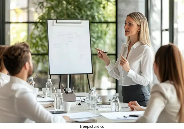 Business Meeting Presentation by Caucasian Woman