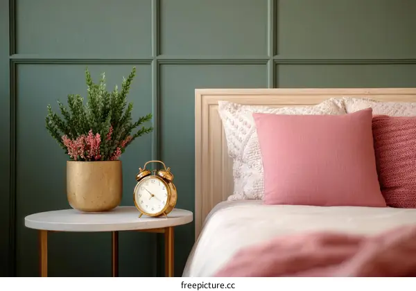 Cozy Bedroom Interior Design with Pink Accents