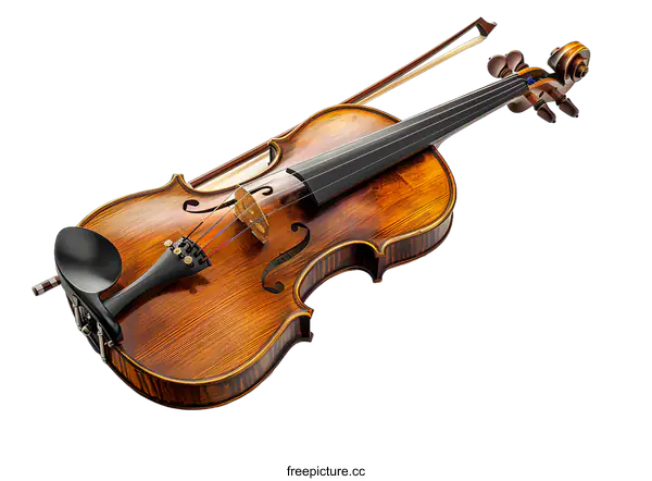 [Transparent Background PNG]A violin placed on a white background with a bow