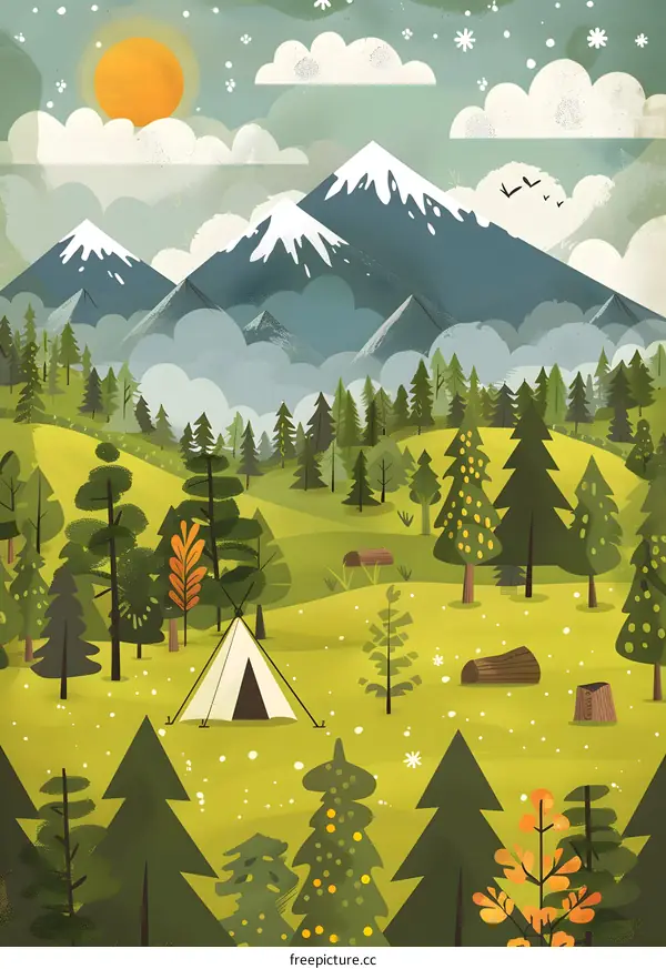 Camping Under the Stars in a Mountain Forest