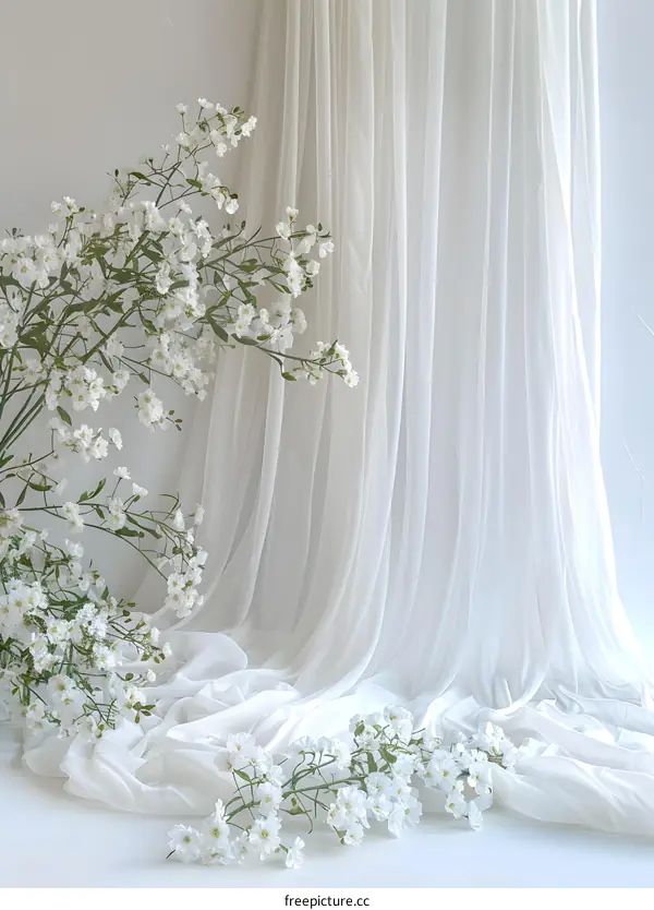 White flowers and white cloth