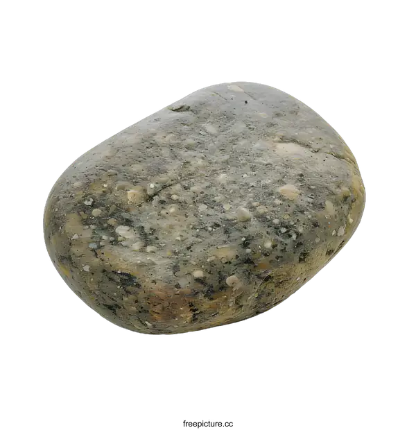 [Transparent Background PNG]Close Up of a Grey and Brown Pebble on a White Background