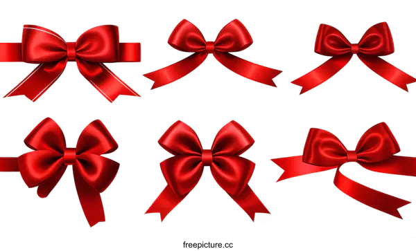 [Transparent Background PNG]Red Satin Bows Collection Design Elements