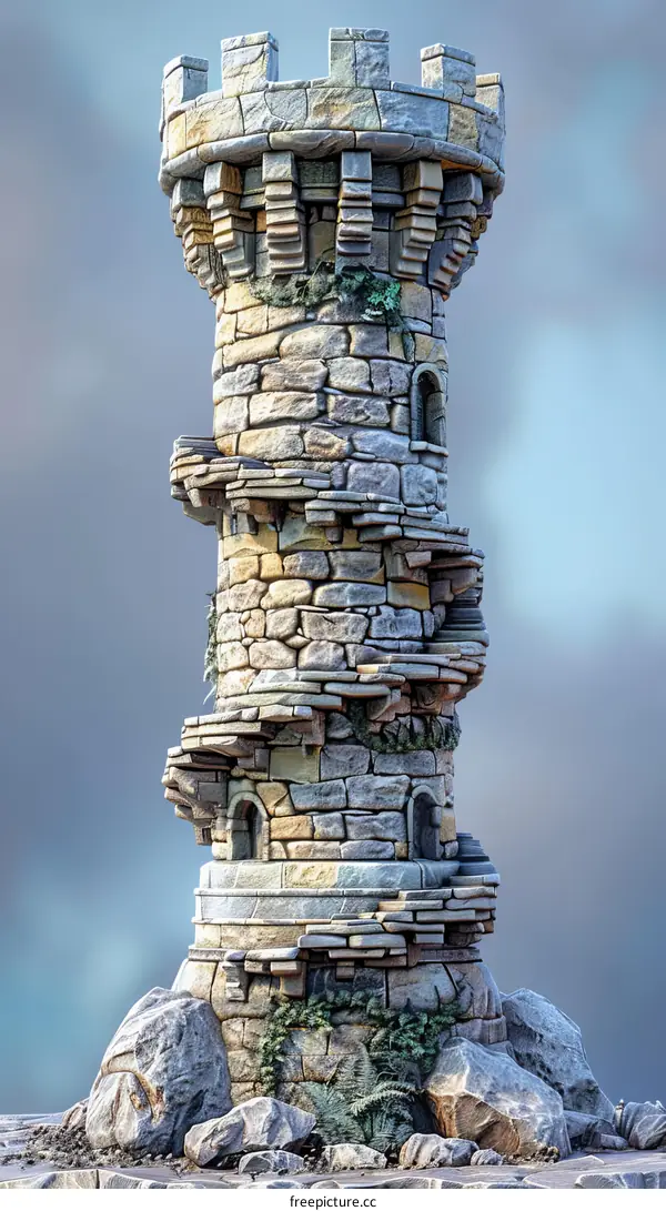Medieval Stone Tower with Conical Roof