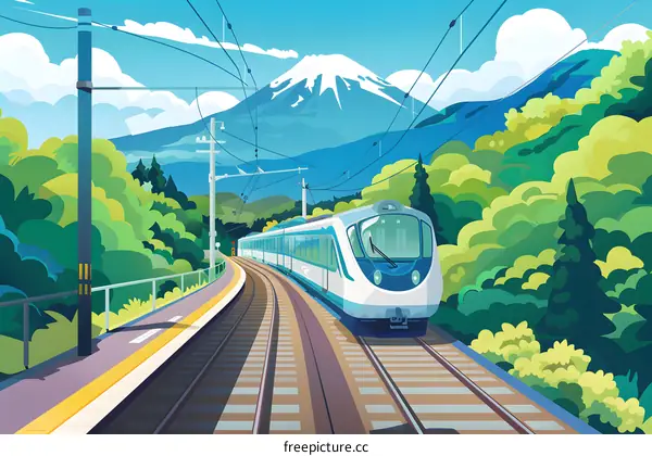 Train Traveling Through Mountains