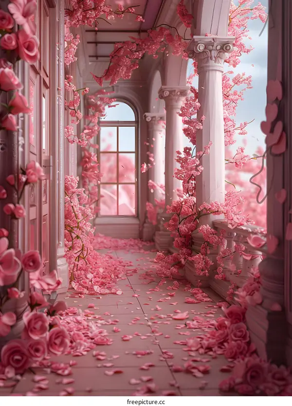 A beautiful cherry blossom廊