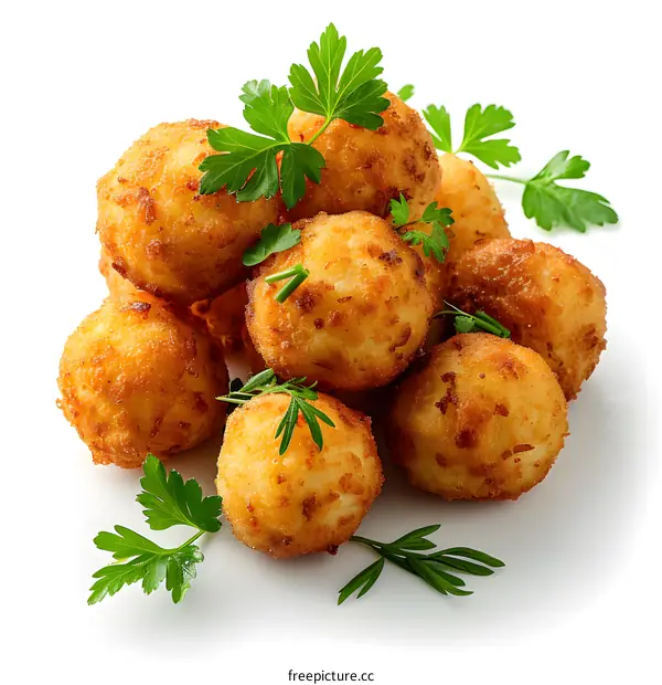 Fried potato balls with parsley