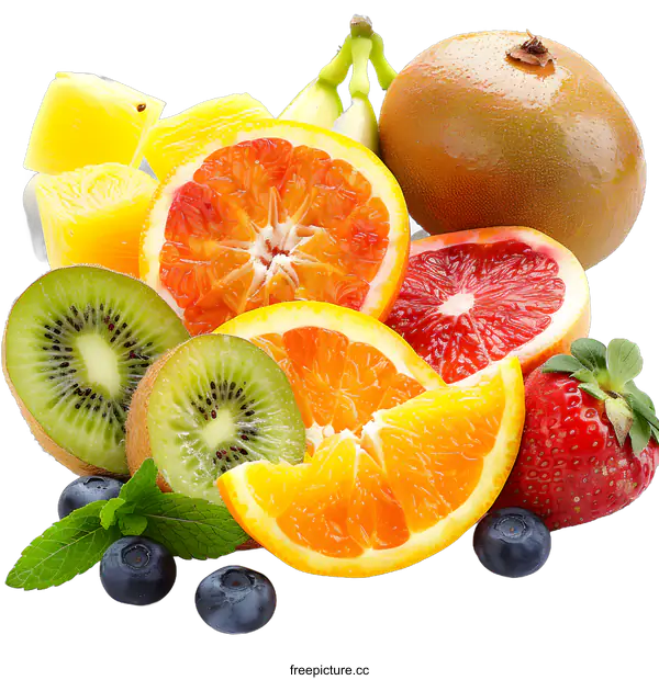 [Transparent Background PNG]Fresh Sliced Fruit Arrangement with transparent background