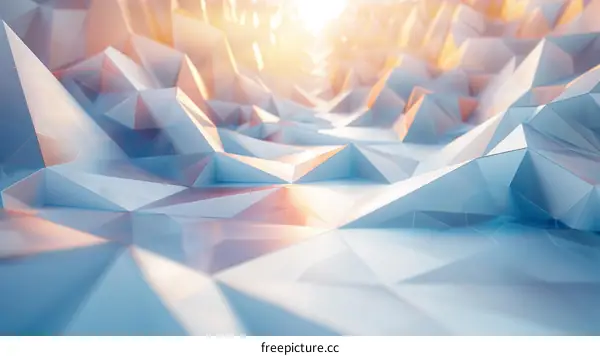 Blue Crystal Polygon Mountain Abstract