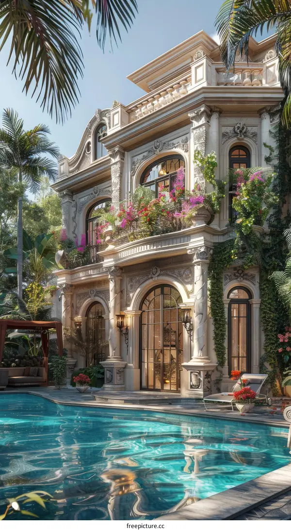 Luxury Mansion with Pool and Lush Gardens