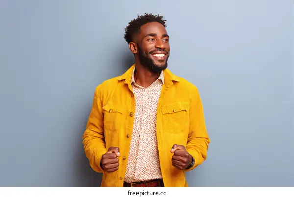 Smiling African Man in a Yellow Jacket