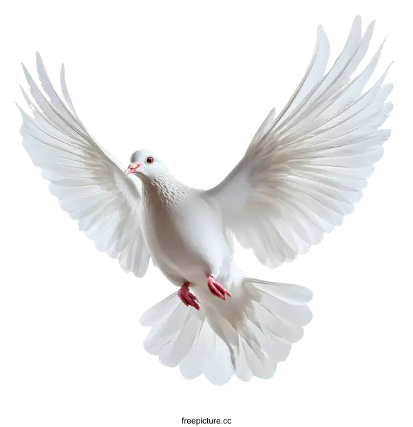 [Transparent Background PNG]White Dove in Flight Against a Pure White Background