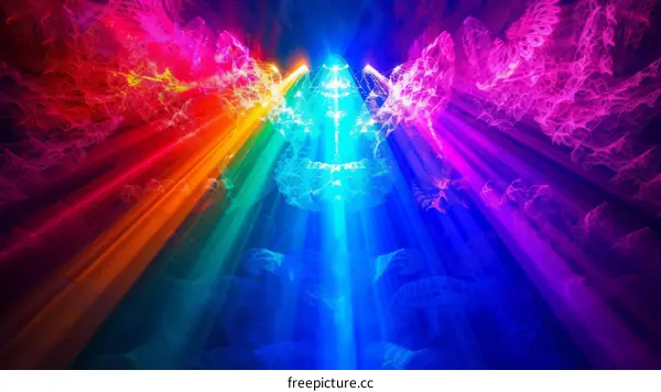 Mystical glowing crystals in the dark