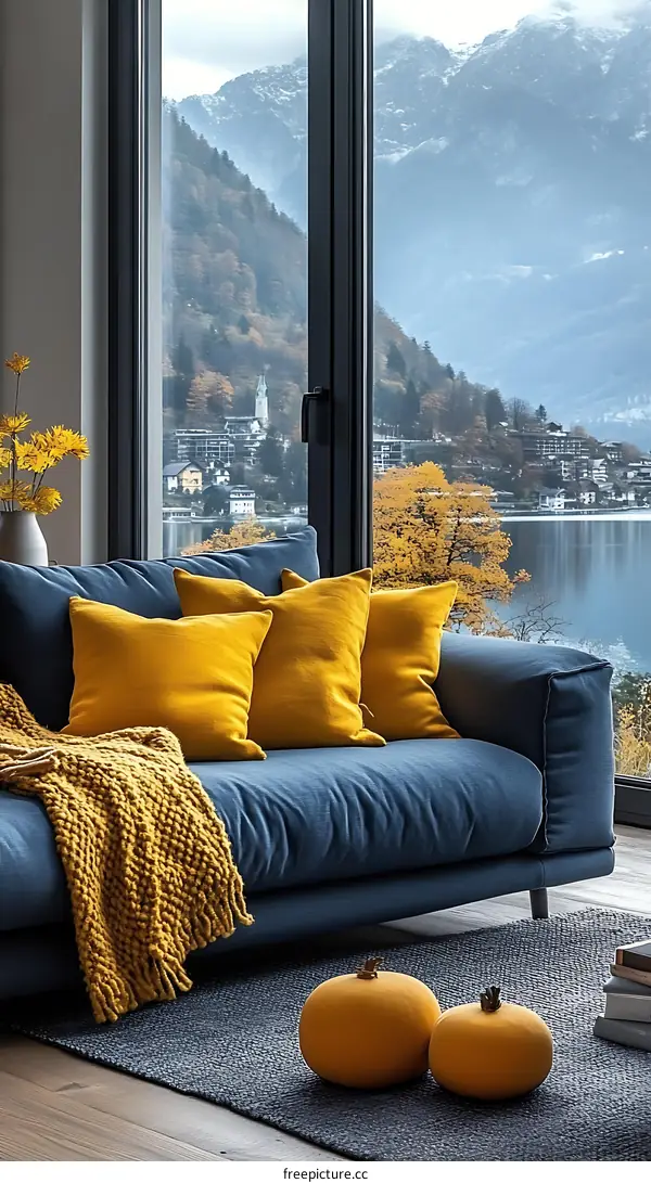 Cozy Living Room with Mountain View