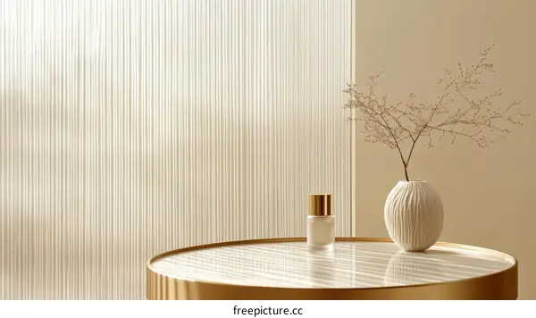 Modern Minimalist Aesthetic Interior Scene with Vase and Product