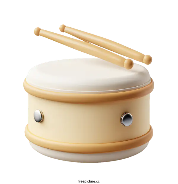 [Transparent Background PNG]Pastel Drum Set with Wooden Sticks Illustration