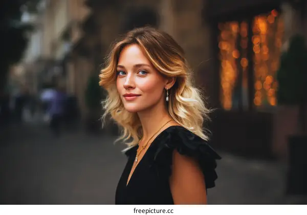 Elegant Woman in the City Streets