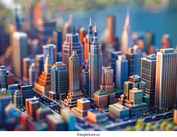 Miniature Cityscape of Skyscrapers