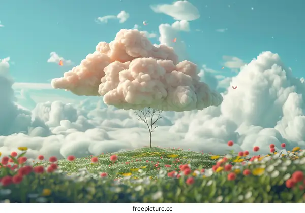 Whimsical Cotton Candy and Cloud Tree