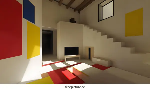 Modern Interior Design With Colorful Geometric Shapes