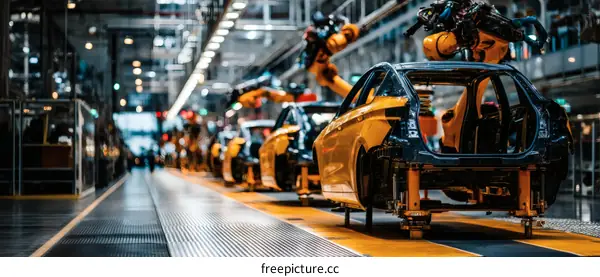 Automated Car Manufacturing Line in a Factory