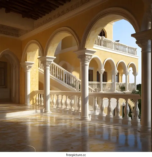 Archway Courtyard in Spanish Style Villa