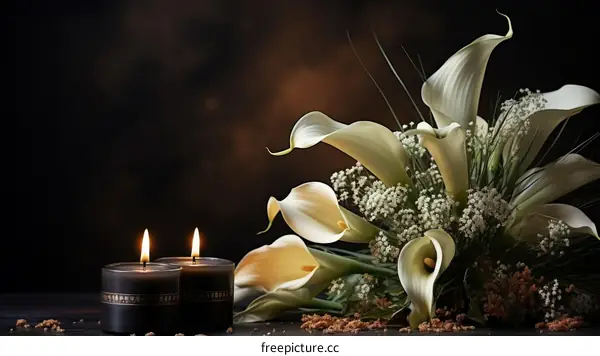 Black Calla Lilies and Candles
