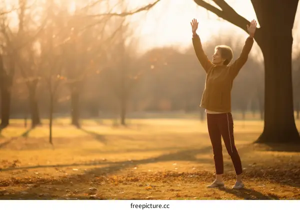 Woman doing yoga in the park