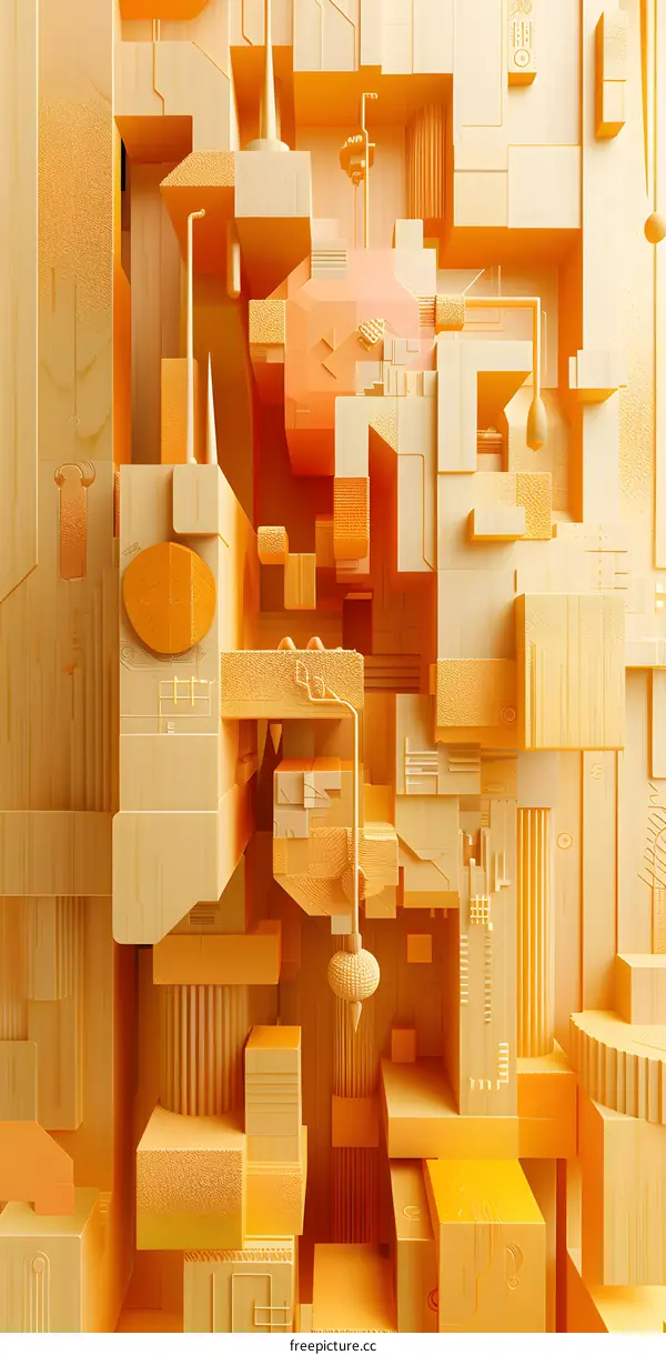 3D rendering of a city made of blocks