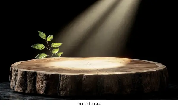Wooden Table Top with Spotlight and Nature