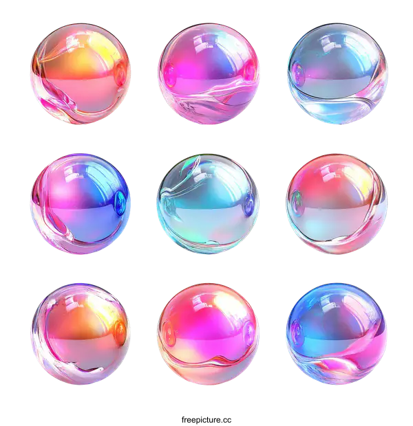 [Transparent Background PNG]Multicolored Glass Sphere Collection