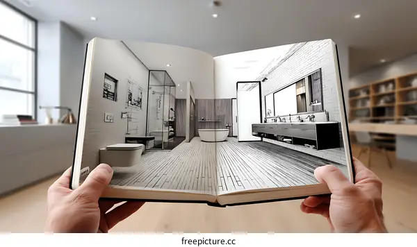Bathroom Design Sketchbook Interior Illustration