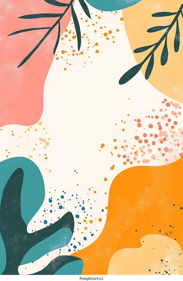 Abstract Background With Floral Elements and Colorful Shapes