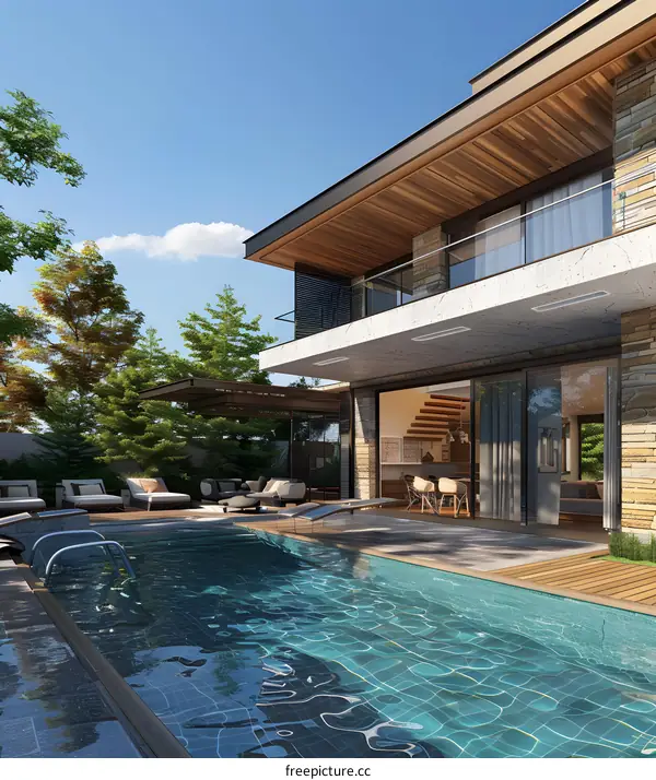 Modern Home with Swimming Pool and Patio Design