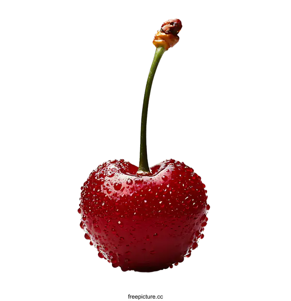 [Transparent Background PNG]Close-up of a single, glistening cherry