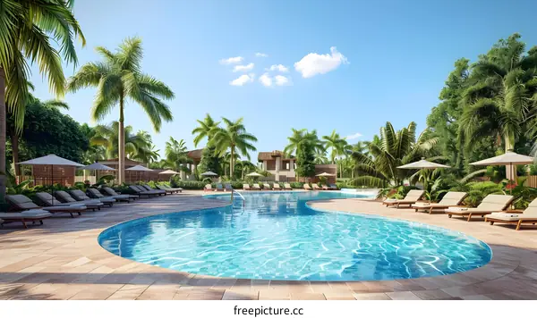 swimming pool in a tropical resort