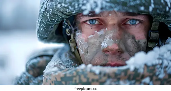 Portrait of a soldier in winter gear