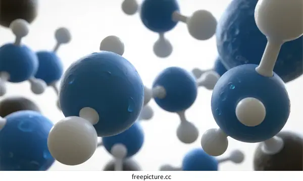 Close-up Molecular Structure of Water Molecules Demonstrating H2O Composition