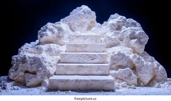 Abstract Sculptural Steps of White Stone