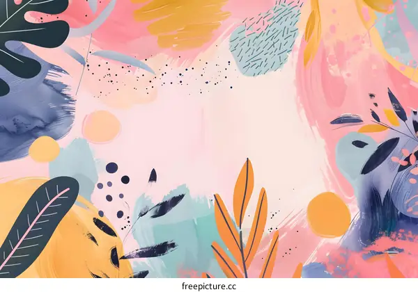 Abstract Floral Illustration with Pink Background