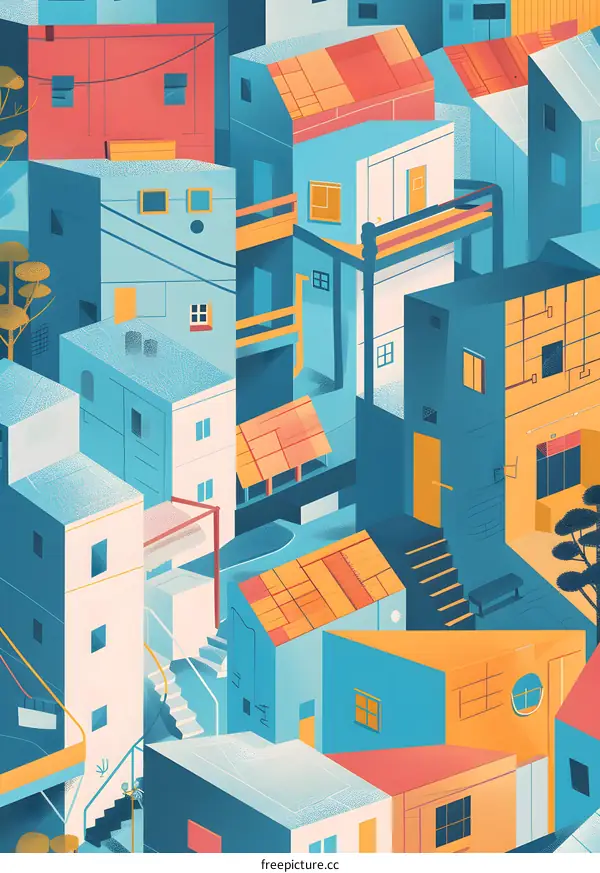 Colorful Abstract Building Illustration