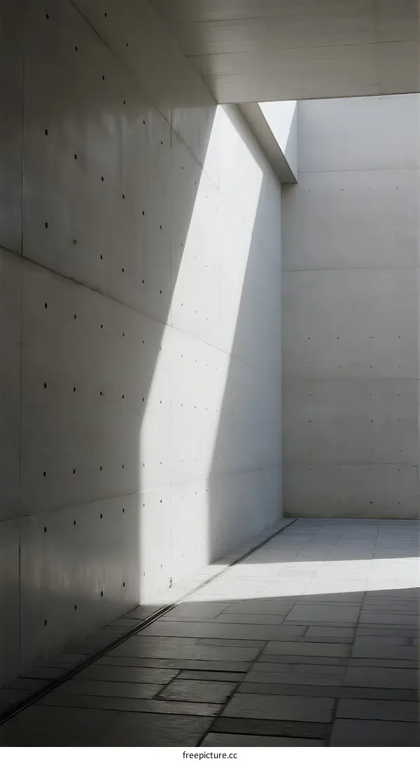 Minimalist White Concrete Building with Geometric Shadows