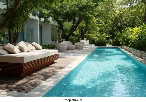 Luxury Outdoor Poolside Relaxation Area