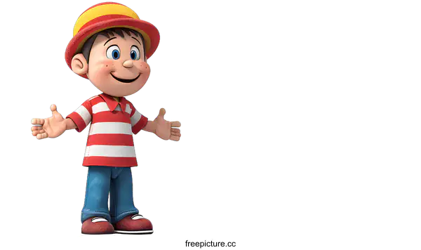 [Transparent Background PNG]Cartoon Boy with Open Arms