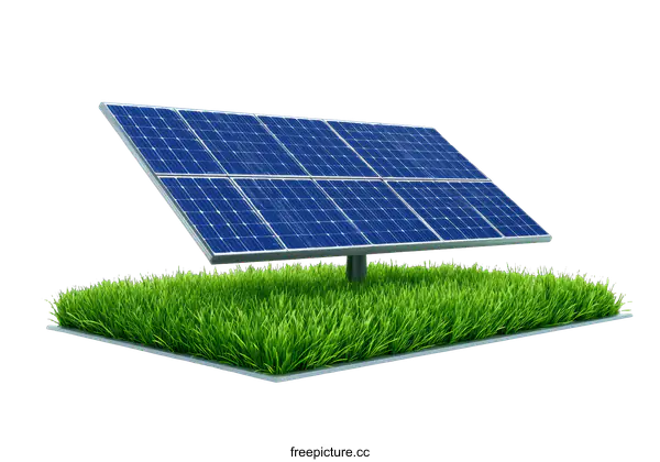 [Transparent Background PNG]Solar Panel on Green Grass Illustration