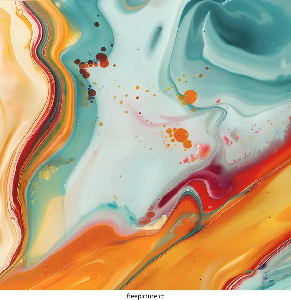 Abstract Colorful Swirling Liquid Art