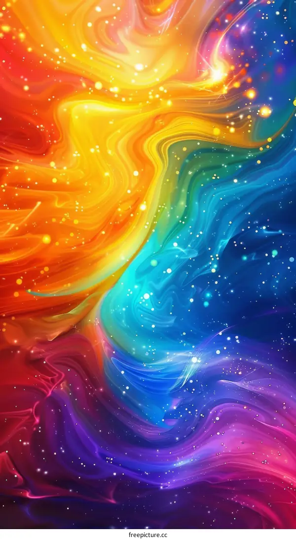 Abstract Colorful Swirling Galaxy Background