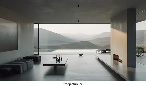 Minimalist Modern Home Interior Design with Mountain View